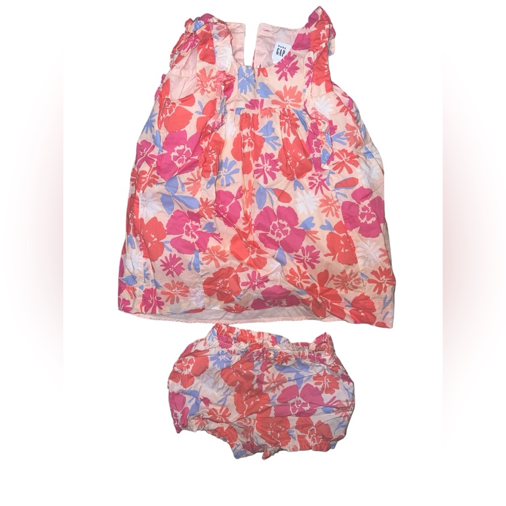 BABY GAP |  SLEEVLESS FLORAL RUFFLE DRESS WITH MATCHING SHORTS